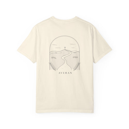 Averan Wayfarer Graphic Tee in ivory with navy front wordmark — product photo 2
