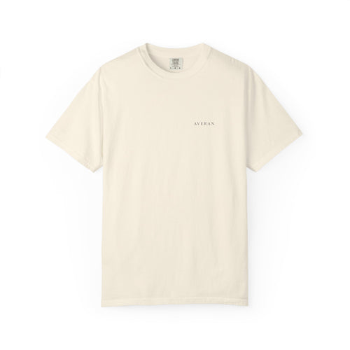 Averan Wayfarer Graphic Tee in ivory with navy front wordmark — product photo 1