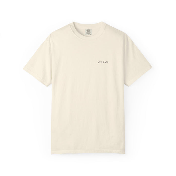 Averan Wayfarer Graphic Tee in ivory with navy front wordmark — product photo 1