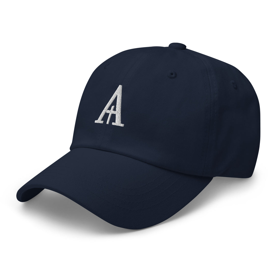 Averan Monogram Cap in navy — left front angle