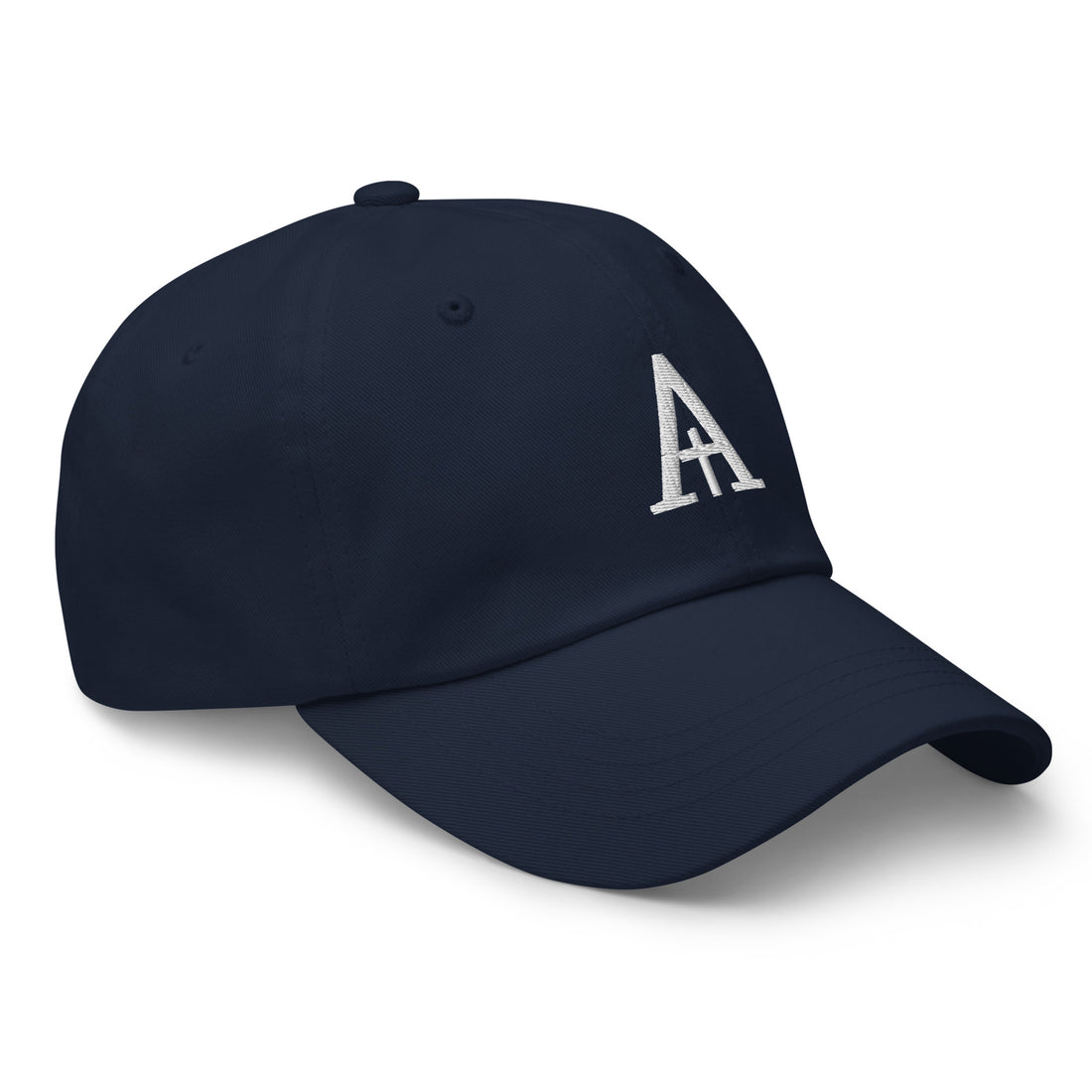 Averan Monogram Cap in navy — right front angle