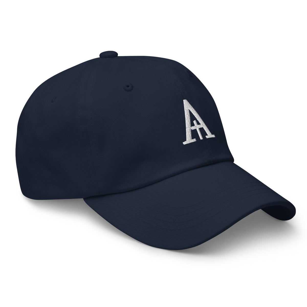 Averan Monogram Cap in navy — right front angle